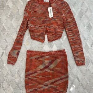 Patterned Knit Skirt Set